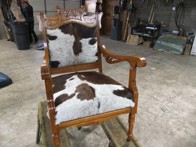 Antique furniture restoration - restored vintage chair with traditional upholstery
